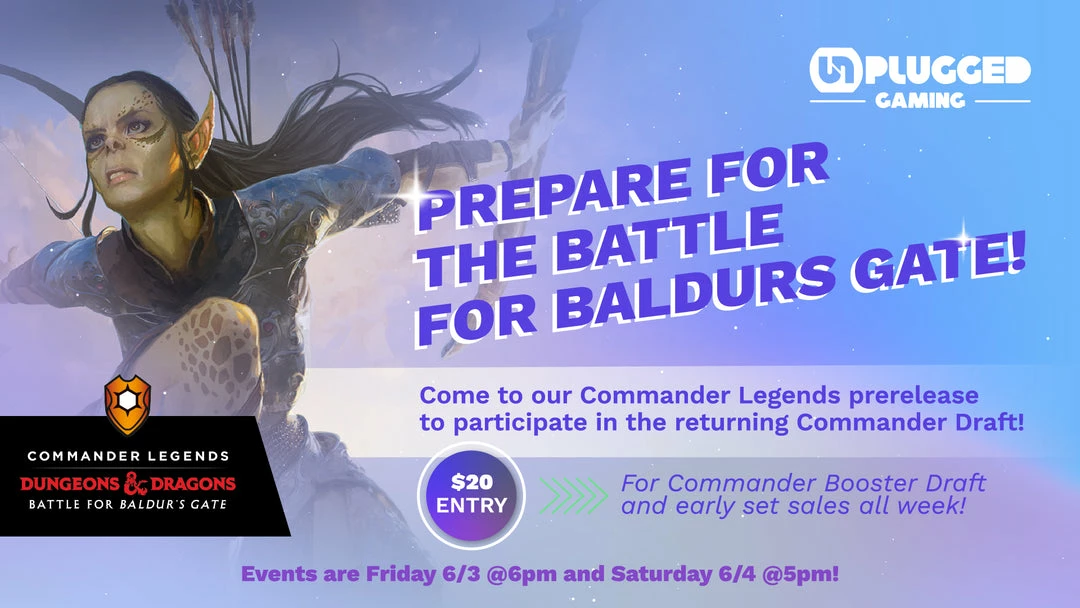 Flash Sale π Unplugged Gaming Commander Legends: Battle For Baldurs Gate Saturday Prerelease Event β¨ 3 Unplugged Gaming Commander Legends: Battle For Baldurs Gate Saturday Prerelease Event