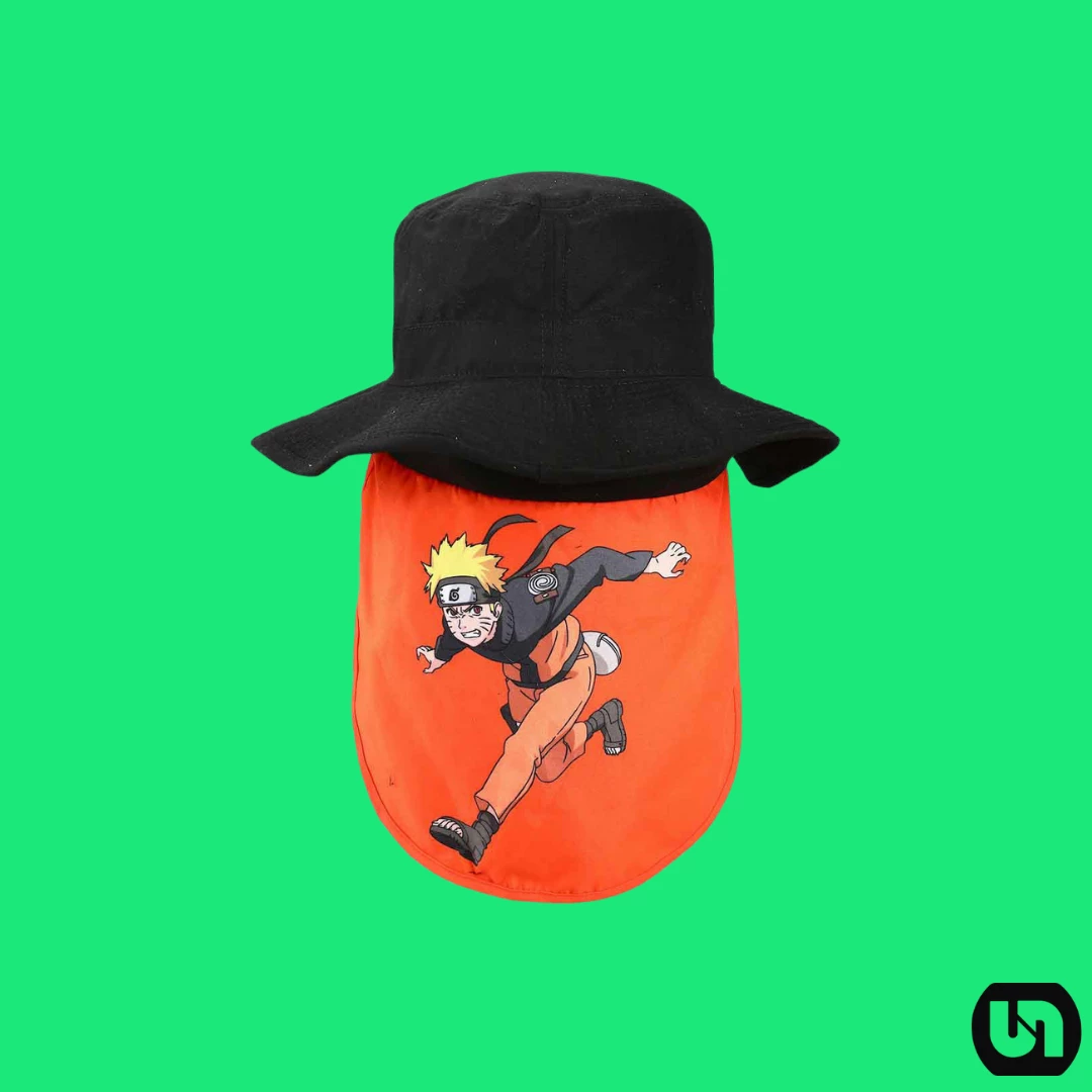 New ❤️ Bioworld Naruto: Neck Drape Sun Hat - Run ⌛ 3 Bioworld Naruto: Neck Drape Sun Hat - Run